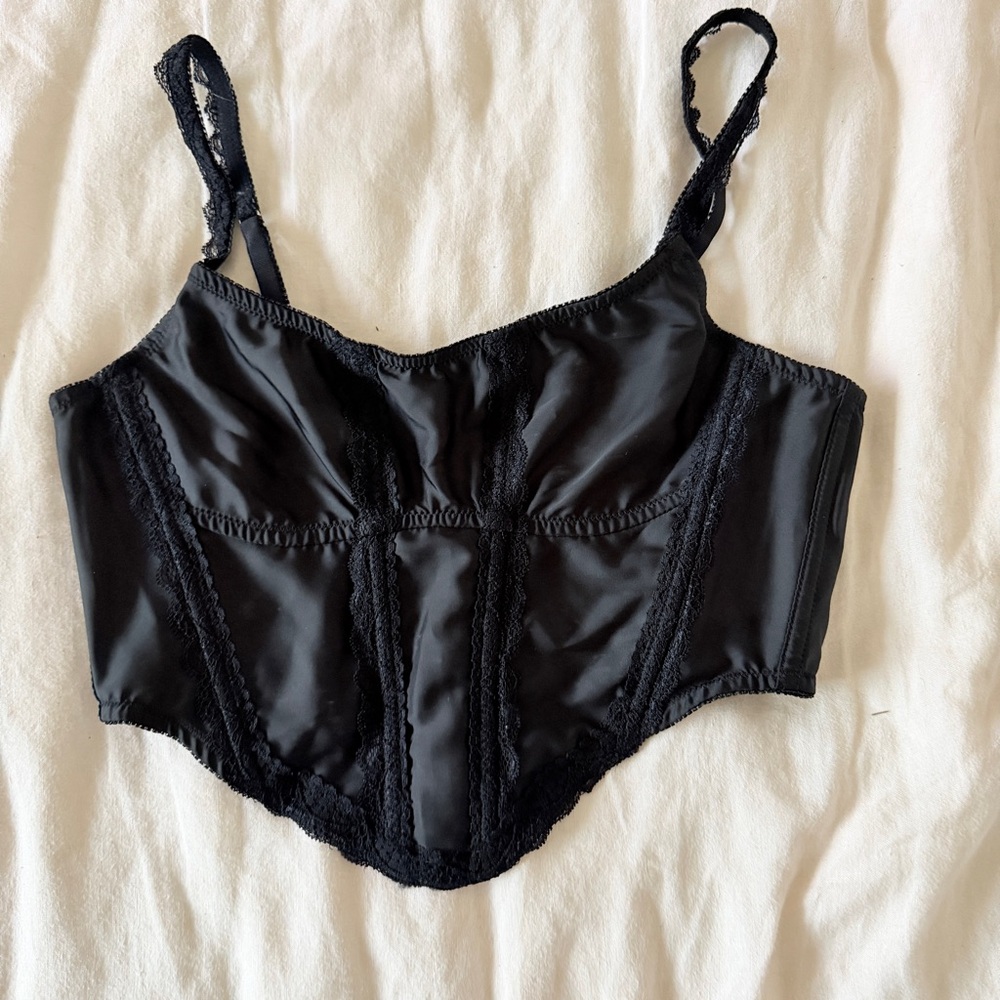 Kendall & Kylie Satin Black Corset